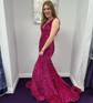Mermaid V-neck Backless Sparkly Velvet Sequin Prom Dresses