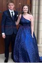 Ball Gown One Shoulder Sparkly Sequin Prom Dresses