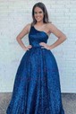Ball Gown One Shoulder Sparkly Sequin Prom Dresses