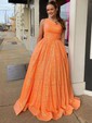 Ball Gown One Shoulder Sparkly Sequin Prom Dresses
