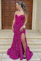 Mermaid Strapless Sparkly Velvet Sequin Prom Dresses