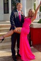 Sheath/Column V-neck Sparkly Sequin Prom Dresses