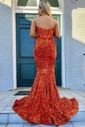 Sheath/Column Strapless Sparkly Velvet Sequin Prom Dresses