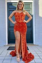 Sheath/Column Strapless Sparkly Velvet Sequin Prom Dresses