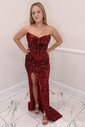 Sheath/Column Strapless Sparkly Velvet Sequin Prom Dresses