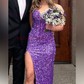 Sheath/Column Strapless Sparkly Velvet Sequin Prom Dresses
