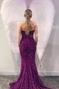 Sheath/Column Strapless Sparkly Velvet Sequin Prom Dresses