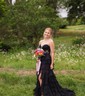 Ball Gown Strapless Chiffon Ruffle Tiered Prom Dresses With Appliques