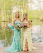 Ball Gown Strapless Chiffon Ruffle Tiered Prom Dresses With Appliques