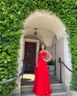 Ball Gown Strapless Chiffon Ruffle Tiered Prom Dresses With Appliques