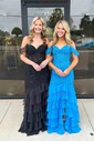 Mermaid V-neck Chiffon Tiered Prom Dresses With Appliques