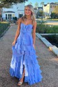 Ball Gown Strapless Chiffon Tiered Prom Dresses