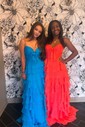 Ball Gown Strapless Chiffon Tiered Prom Dresses