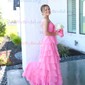 Ball Gown Strapless Chiffon Tiered Prom Dresses