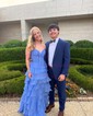 Ball Gown Strapless Chiffon Tiered Prom Dresses