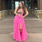 Ball Gown Strapless Chiffon Tiered Prom Dresses