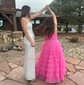 Ball Gown Strapless Chiffon Tiered Prom Dresses