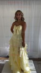 Ball Gown Strapless Chiffon Tiered Prom Dresses