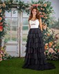 Ball Gown Strapless Chiffon Ruffle Tiered Prom Dresses