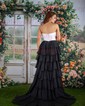 Ball Gown Strapless Chiffon Ruffle Tiered Prom Dresses