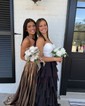 Ball Gown Strapless Chiffon Ruffle Tiered Prom Dresses