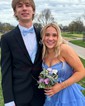 Ball Gown Strapless Satin Chiffon Ruffle Tiered Prom Dresses