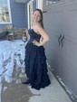 Ball Gown Strapless Satin Chiffon Ruffle Tiered Prom Dresses