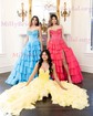 Ball Gown Strapless Satin Chiffon Ruffle Tiered Prom Dresses