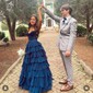 Ball Gown Strapless Satin Chiffon Ruffle Tiered Prom Dresses