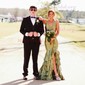 Mermaid V-neck Satin Ruffle Tiered Prom Dresses