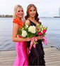 Mermaid V-neck Satin Ruffle Tiered Prom Dresses