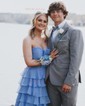 Ball Gown Strapless Chiffon Ruffle Tiered Prom Dresses