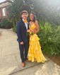 Ball Gown V-neck Satin Ruffle Tiered Prom Dresses With Ruched