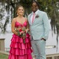 Ball Gown V-neck Satin Ruffle Tiered Prom Dresses With Ruched
