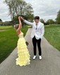 Ball Gown Strapless Chiffon Tiered Prom Dresses With Appliques
