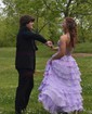 Ball Gown Strapless Chiffon Tiered Prom Dresses With Appliques