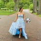 Ball Gown Strapless Chiffon Tiered Prom Dresses With Appliques