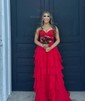 Ball Gown Strapless Chiffon Tiered Prom Dresses With Appliques