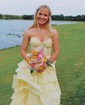 Ball Gown Strapless Chiffon Tiered Prom Dresses With Appliques