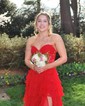 Ball Gown Strapless Chiffon Tiered Prom Dresses With Appliques