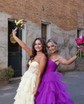 Ball Gown Strapless Chiffon Tiered Prom Dresses With Appliques