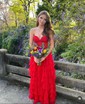 Ball Gown Strapless Chiffon Tiered Prom Dresses With Appliques