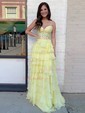 Ball Gown Strapless Chiffon Tiered Prom Dresses With Appliques
