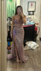 Sheath/Column Strapless Sparkly Sequin Prom Dresses With Ruched