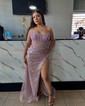 Sheath/Column Strapless Sparkly Sequin Prom Dresses With Ruched