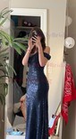 Sheath/Column Off-the-shoulder Sparkly Sequin Prom Dresses With Ruched