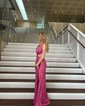 Sheath/Column V-neck Sparkly Sequin Cut Out Prom Dresses
