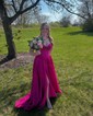 A-line Cowl Neck Tulle Prom Dresses With Ruched