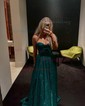 A-line Cowl Neck Tulle Prom Dresses With Ruched