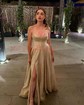 A-line Cowl Neck Tulle Prom Dresses With Ruched